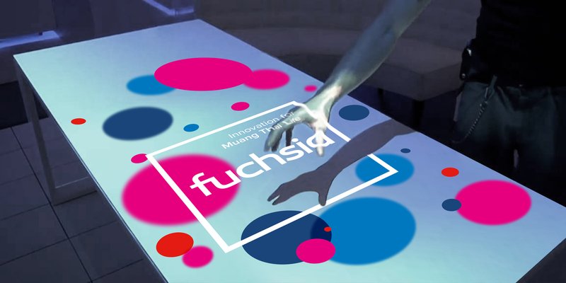 Fuchsia branding interactive table